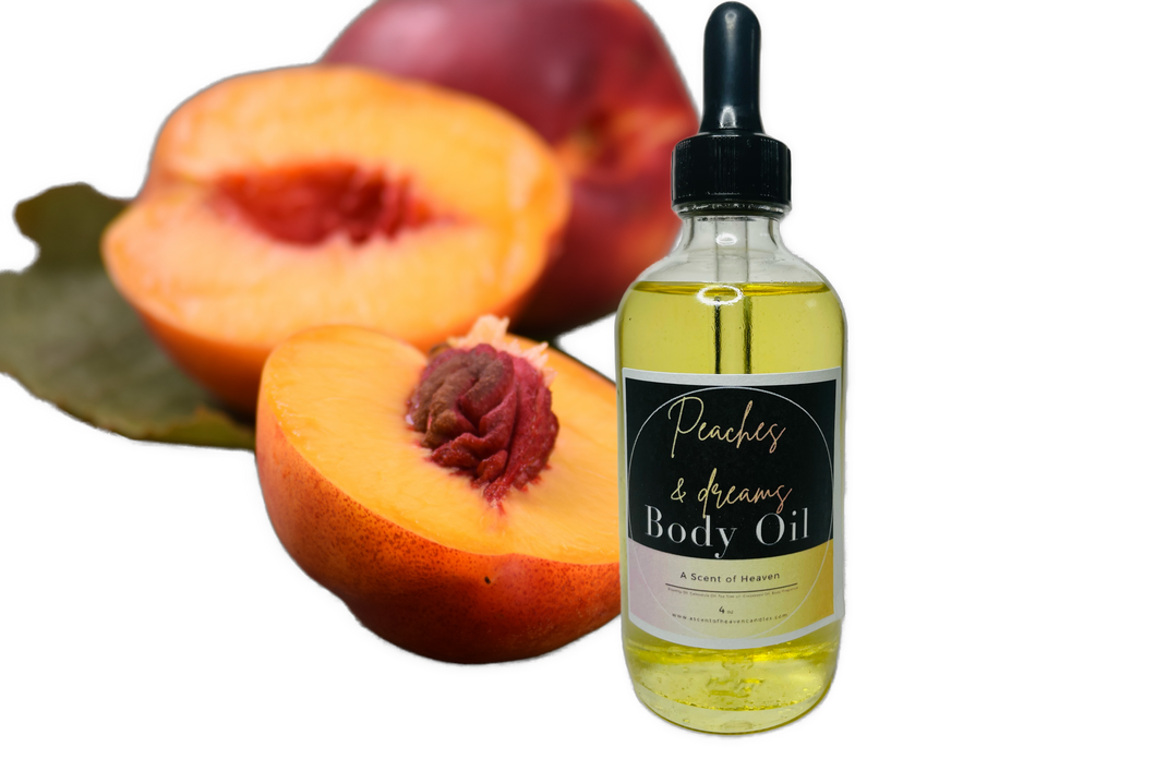 Peach & Dreams Body Oil - Face and Body Oil 4oz | Body Moisturizer | Moisturizer Oil | Hydrating Body Oil | Hydrating Face Oil | Body Oil to reduce wrinkles