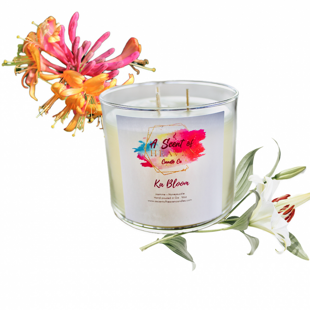 KaBloom |Handcrafted Soy Candle| Gift for her| Handmade|Essential oil| Herbal Candle| Spring Candle| Plant mom| Honeysuckle Jasmine | Floral Candle